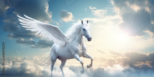 A white horse with wings. © RABEYAAKTER