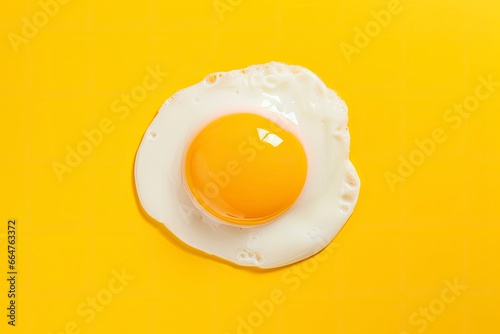 Fried egg on a yellow background. photo