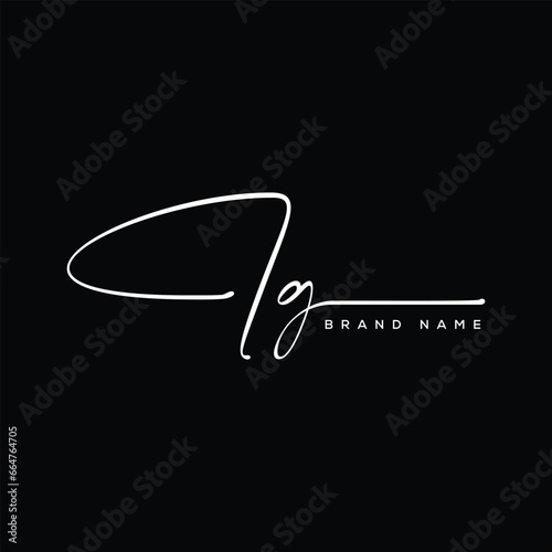 IG letter beauty handwriting vector logo