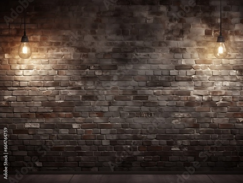 Brick wall background with wall lighting generative ai