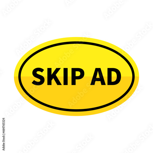 Skip Button In Yellow Oval Shape With Black Line For Advertising Sale Business Website
