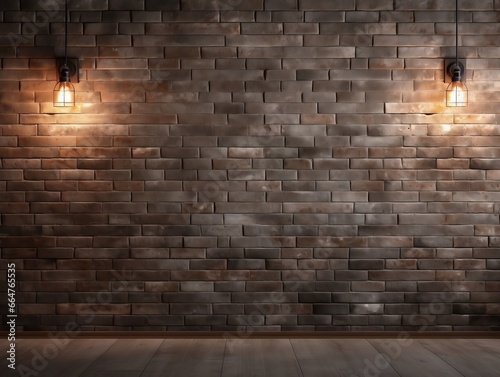 Brick wall background with wall lighting generative ai