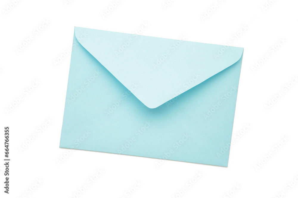 Light blue envelope isolated on white background. Object with clipping path Light blue envelope isolated on white background. Object with clipping path