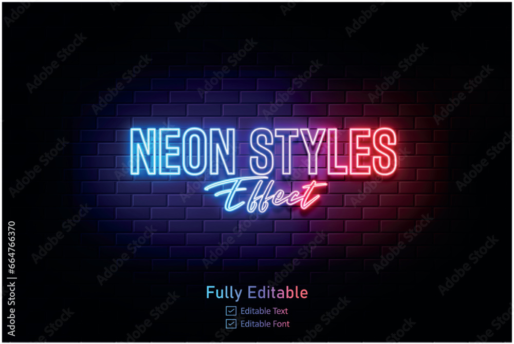 Vector neon effect logo for neon text effect and neon light night party editable text effect and night club Vector neon effect logo for neon text effect and neon light night party editable text effect and night club
