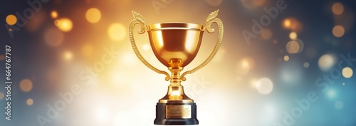 Champion golden trophy for winner background. Success and achievement concept.