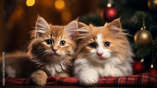 Cute kitten with gifts for Christmas