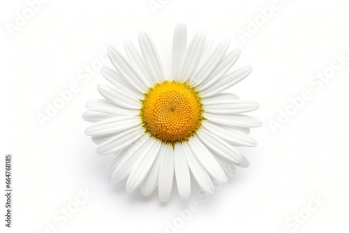 Common daisy isolated on white background.