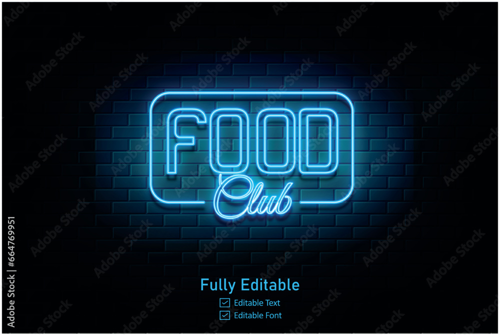 Neon glow and light Cafe and restaurant logo for food club and font style lettering Neon glow and light Cafe and restaurant logo for food club and font style lettering