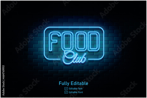 Neon glow and light Cafe and restaurant logo for food club and font style lettering