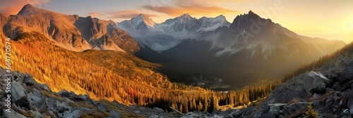 Panorama mountain autumn landscape. © RABEYAAKTER