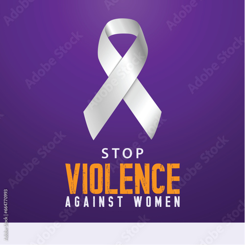 International day for the elimination of violence against women. Vector illustration of white ribbon symbol of violence against women. Suitable for templates, web, social media, greeting cards etc