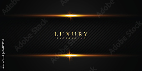 Abstract golden shiny color black frame layout modern luxury banner design vector template diagonal line background banner or poster design