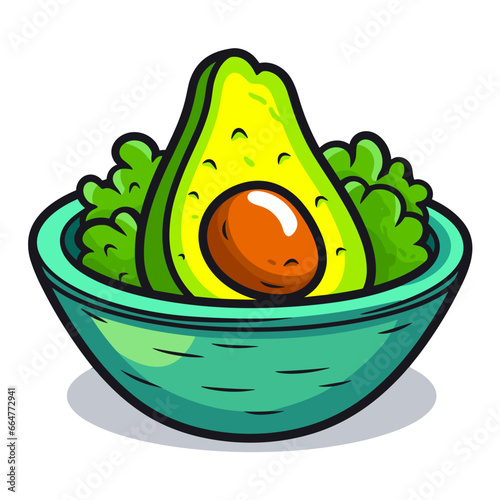 Schüssel mit Guacamole und Avocado Illustration Vektor photo