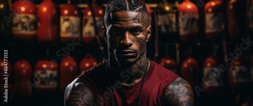 Mentale Stärke: Boxer in der Umkleidekabine vor dem Kampf photo