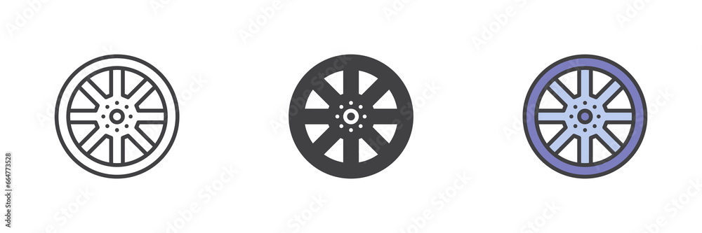 Alloy wheel different style icon set Alloy wheel different style icon set