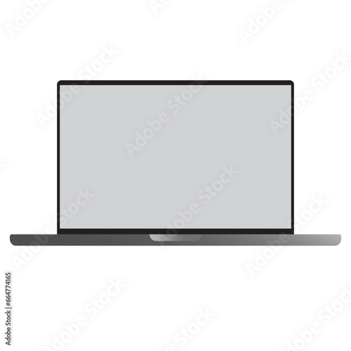 Laptop icon made of metallic silver material. 