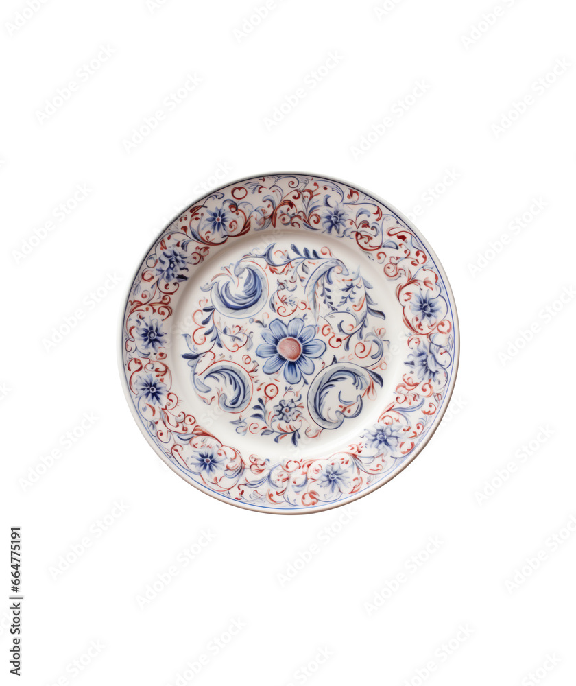 plate with unique motif isolated on white background