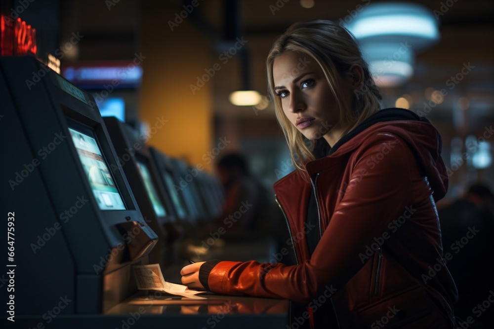 Fototapeta premium A customer care executive woman working on her desk