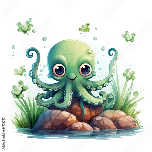 Watercolor Octopus for kids.