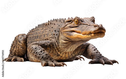 Beautiful Caiman Walking on the ground on a Clear Surface or PNG Transparent Background.