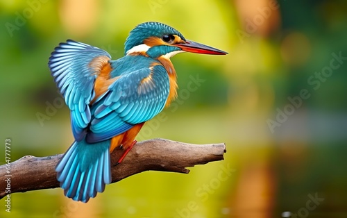 The common kingfisher wetlands bird colored feathers from different birds. © MstSanta