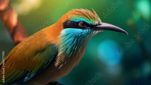 Turquoise Browed Motmot in vibrant colors. © MstSanta