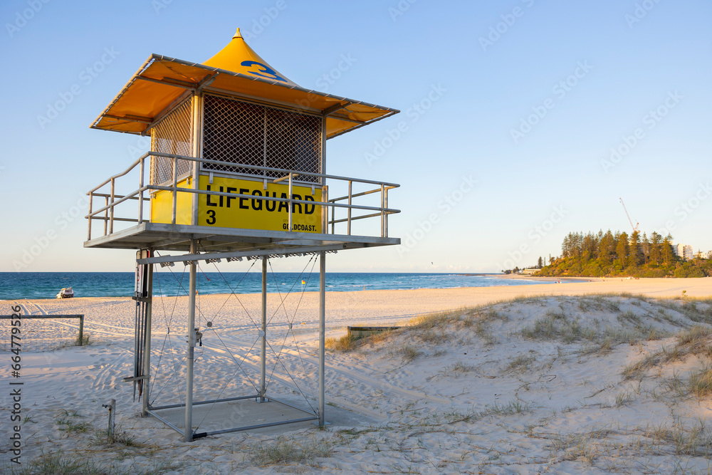 Gold coast life guard tower situated on Coolangatta beach.  