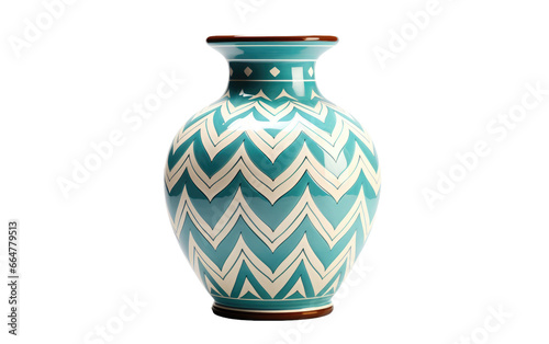 Colorful and Stylish Art Deco Ceramic Vase on a Clear Surface or PNG Transparent Background.