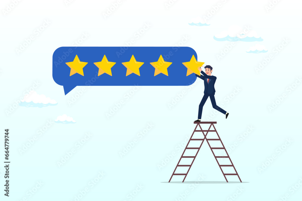 Customer or client giving five stars feedback review, 5 stars rating ...