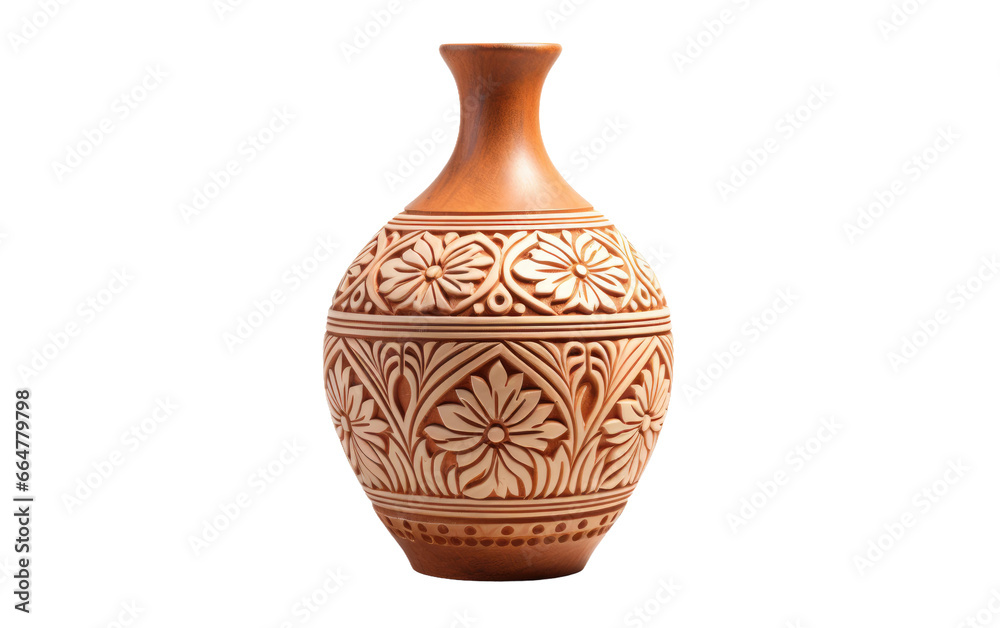 Attractive Artisan Ceramic Vase on a Clear Surface or PNG Transparent Background. Attractive Artisan Ceramic Vase on a Clear Surface or PNG Transparent Background.