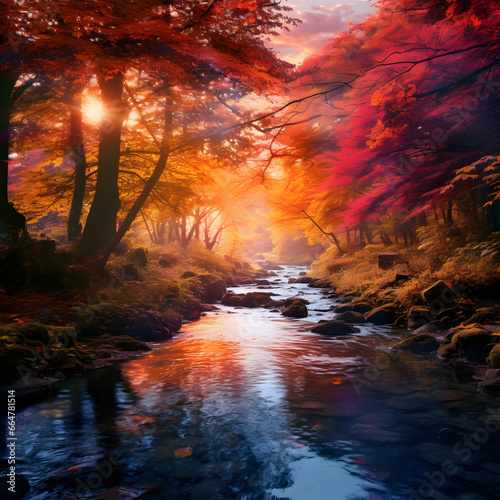 sunset over the river © anime