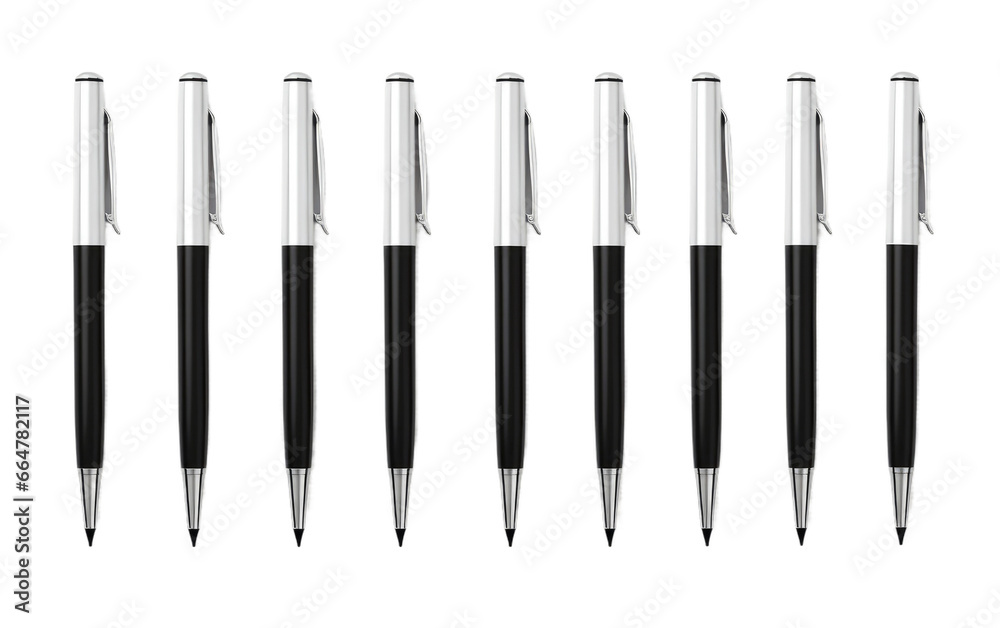 Portrait Stunning Ballpoint Pen Refills on a Clear Surface or PNG Transparent Background.