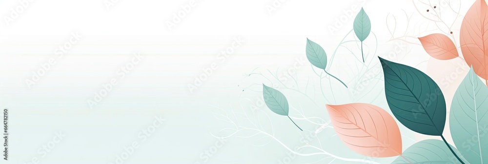 Minimalist abstract background with outline leaves.
