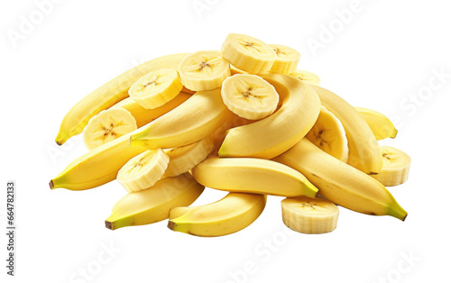Tasty and Healthy Banana Slices on a Clear Surface or PNG Transparent Background.
