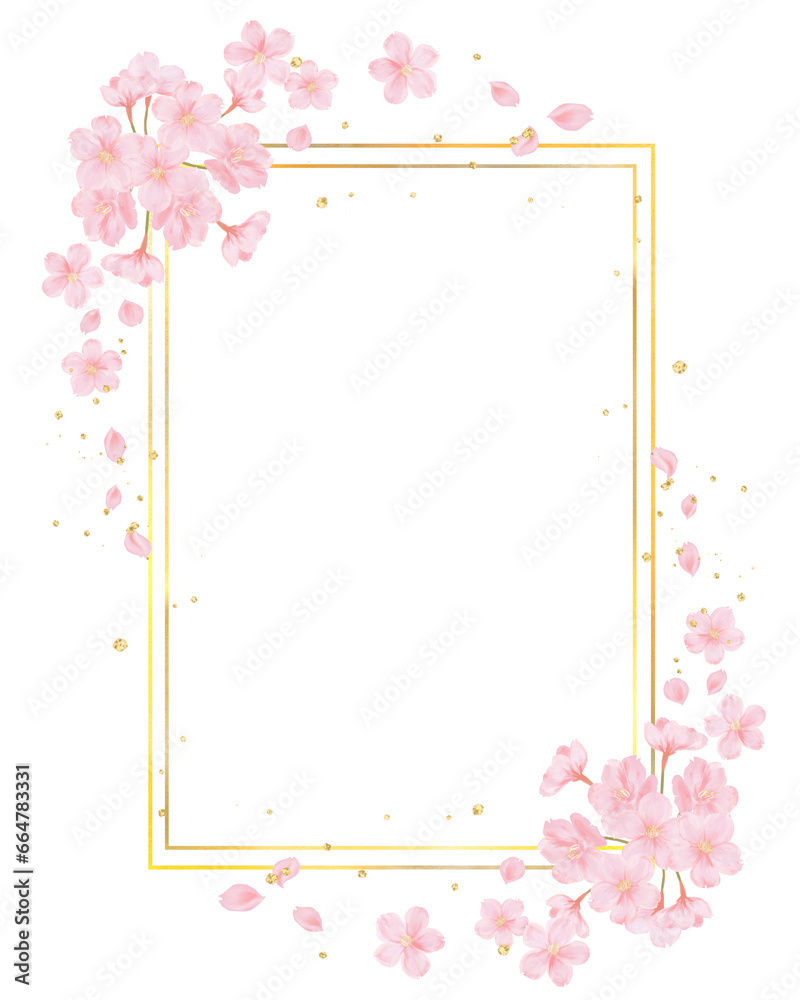 桜と金の長方形フレーム