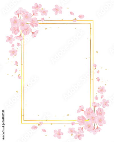 桜と金の長方形フレーム