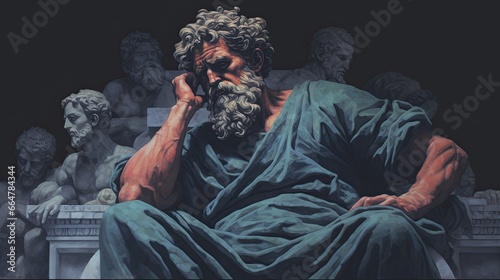 sculpture of a stoic man