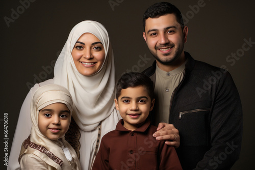 happy muslim family spending time together at home