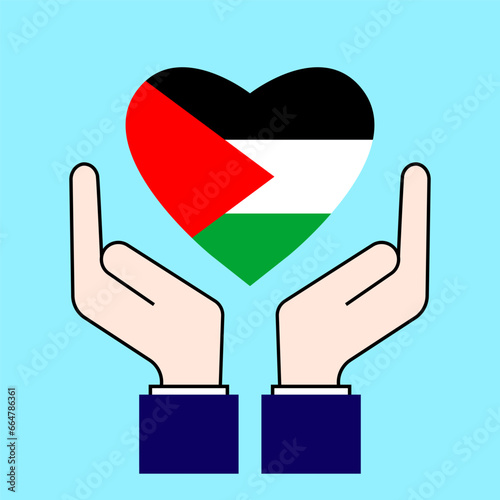 Photography Hand holding Palestinian Flag Heart icon