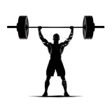 Black silhouette of a male athlete practicing bodybuilding exercises