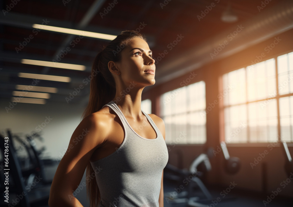 woman training in a morning gym centre woman training in a morning gym centre