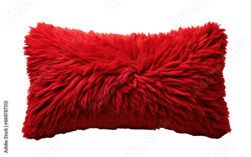 Beautiful Red Chenille Pillow on a Clear Surface or PNG Transparent Background.