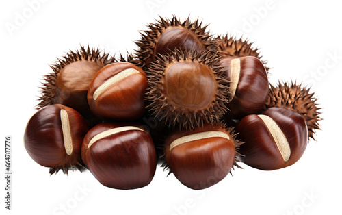 Tasty Brown Chestnuts on a Clear Surface or PNG Transparent Background.