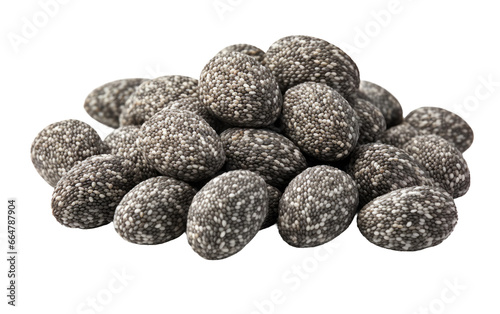 Attractive and Multiple Chia Seeds on a Clear Surface or PNG Transparent Background.