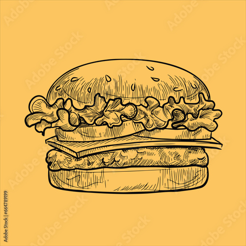 Hand drawn Food Illustration, Food,  fast food, ready food, Sketch Food, Food Icon,  Sketchy Illustrations,