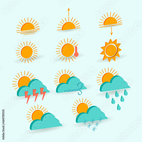 weather forecast 3d isometric icons set