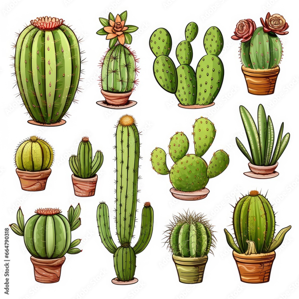The Cactus set on white background. Clipart illustrations. The Cactus set on white background. Clipart illustrations.