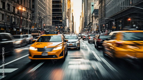 Cars in movement with motion blur in the modern city © standret