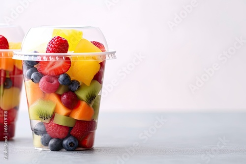 Fresh fruit salad to go with copy space.