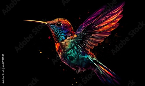 hummingbird logo with multiple colors flying through the air.. © Mehdi